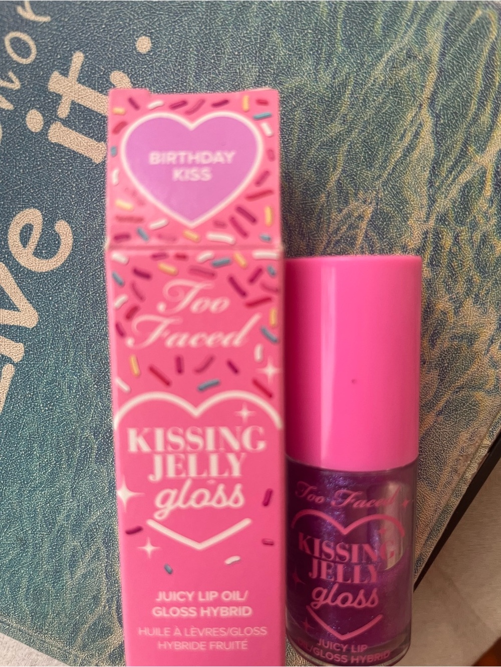 Too Faced Kissing Jelly Gloss - Bright Pink new with box